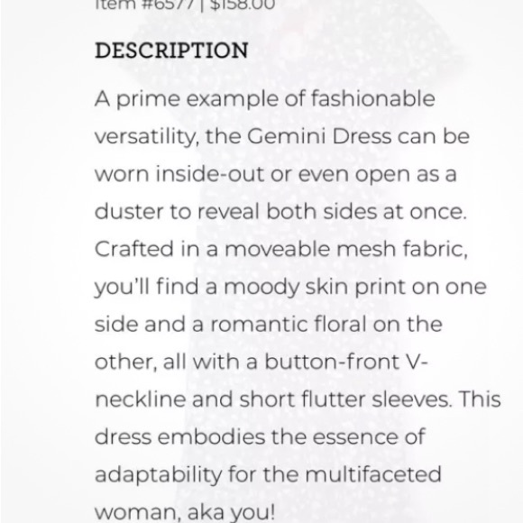 CAbi Gemini Reversible Dress/Duster - Picture 2 of 7